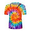 Colorful Tie Dye Swirl Print Vacation T Shirt Short Sleeve Round Neck Summer Tee - multicolor 3XL