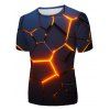T-shirt Décontracté 3D Lumière Inséré Manches Courtes à Col Rond - multicolor S