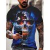 T-shirt D'Eté Gothique à Imprimé 3D Crâne à Manches Courtes à Col Rond - multicolor XL