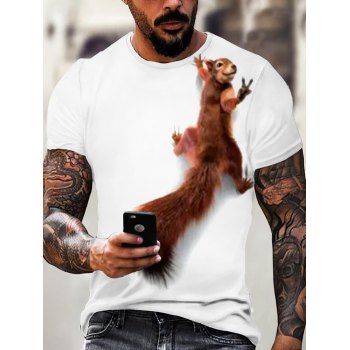 

Squirrel T Shirt Animal Victory 3D Print Casual Short Sleeve Round Neck Summer Tee, Multicolor