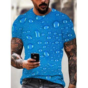 

Summer T Shirt 3D Print Water Drop Round Neck Casual Short Sleeve Tee, Multicolor