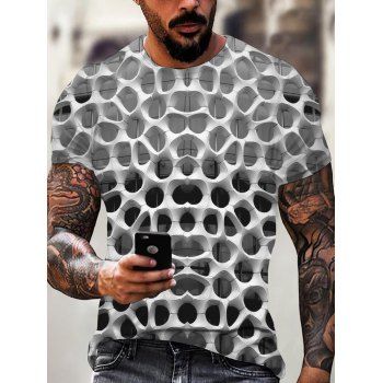 

Allover Honeycomb 3D Print T Shirt Round Neck Short Sleeve Casual T Shirt, Multicolor