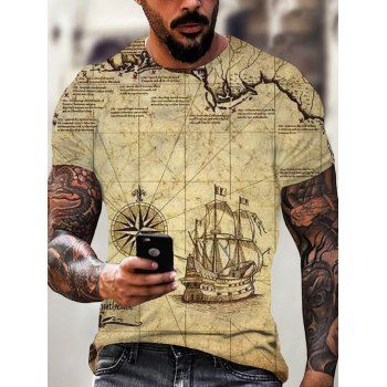 

Nautical Map 3D Print Vacation T Shirt Short Sleeve Round Neck Summer Tee, Multicolor