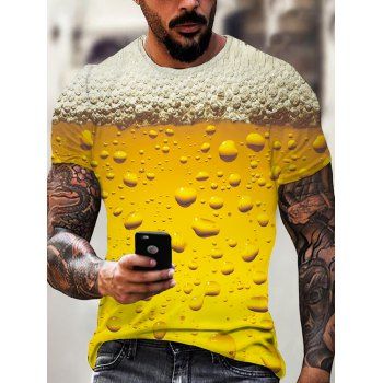 

Allover Beer 3D Print T Shirt Round Neck Short Sleeve Casual Tee, Multicolor
