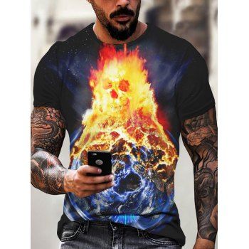 

Galaxy Earth Fire Flame 3D Print T Shirt Short Sleeve Round Neck Casual Tee, Multicolor
