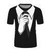 3D Print T Shirt Bow Tie Hand Short Sleeve Round Neck Casual Summer Tee - multicolor 3XL