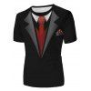 Casual T Shirt 3D Bow Tie Suit Print Round Neck Short Sleeve Summer Tee - multicolor 3XL