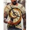T-shirt D'Eté Décontracté à Imprimé 3D Horloge Tourbillon à Manches Courtes à Col Rond - multicolor 3XL