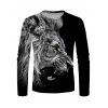 T-shirt Décontracté Gothique à Imprimé 3D Lion à Manches Longues à Col Rond - multicolor 3XL