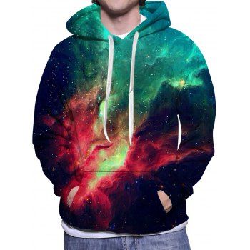 

Galaxy Printed Hoodie Drawstring Kangaroo Pocket Long Sleeve Pullover Sweatshirt With Hood, Multicolor