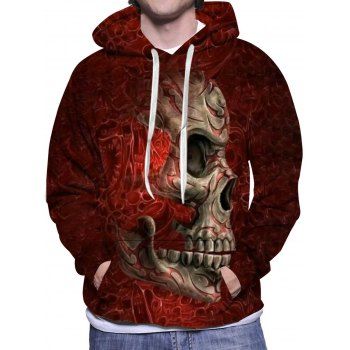 

Skull Printed Hoodie Kangaroo Pocket Drawstring Long Sleeve Pullover Sweatshirt With Hood, Multicolor