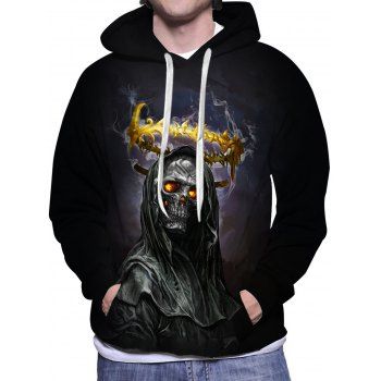 

Skull Print Hoodie Kangaroo Pocket Drawstring Long Sleeve Pullover Gothic Sweatshirt With Hood, Multicolor