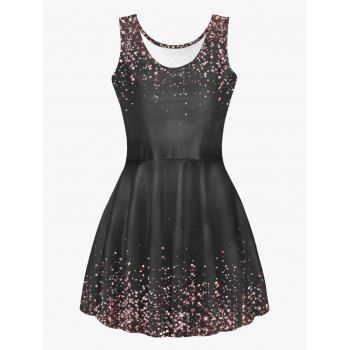 

Printed Dress High Waisted Sleeveless Scoop Neck A Line Mini Dress, Multicolor