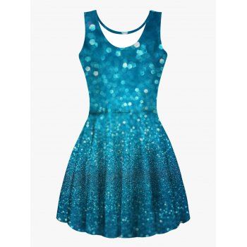 

Allover Glitter Light Spots Print Tank Dress High Waist Casual A Line Dress, Multicolor