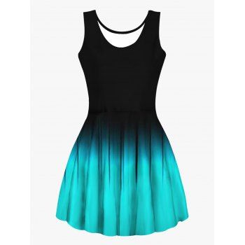 

Ombre Print Tank Dress Sleeveless High Waist A Line Dress, Multicolor