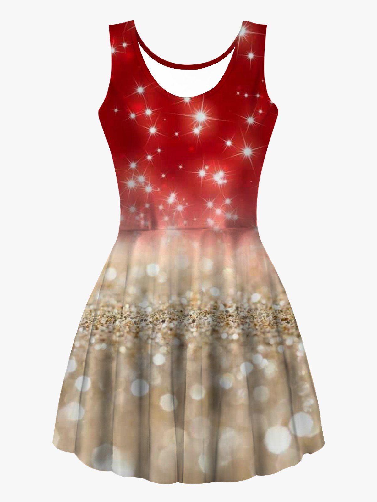 Light Spots Print High Waist Tank Dress Sleeveless Casual Scoop Neck Dress - multicolor XL