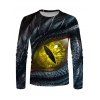 T-shirt Décontracté à Imprimé 3D Œil de Dragon à Manches Longues à Col Rond - multicolor 3XL