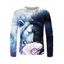 T-shirt Décontracté à Imprimé 3D Lion à Manches Longues à Col Rond - multicolor M