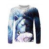T-shirt Décontracté à Imprimé 3D Lion à Manches Longues à Col Rond - multicolor 2XL