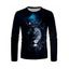 T-shirt Décontracté à Imprimé Lion Galaxie à Manches Longues à Col Rond - multicolor L