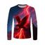T-Shirt Décontracté à Manches Longues et à Col Rond à Imprimé Aigle et Éclair - multicolor XL