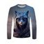 T-Shirt Décontracté à Manches Longues à Col Rond à Imprimé Chat - multicolor M