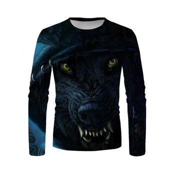 

Animal Print T Shirt Round Neck Long Sleeve Casual Tee, Multicolor