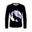 T-shirt Décontracté à Imprimé Lune Loup à Manches Longues à Col Rond - multicolor L