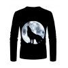 T-shirt Décontracté à Imprimé Lune Loup à Manches Longues à Col Rond - multicolor XL