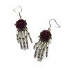 Boucles D'Oreilles D'Halloween Rose et Main Pendant - café 