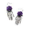 Boucles D'Oreilles D'Halloween Rose et Main Pendant - Pourpre Tyrian 