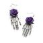 Boucles D'Oreilles D'Halloween Rose et Main Pendant - Pourpre Tyrian 