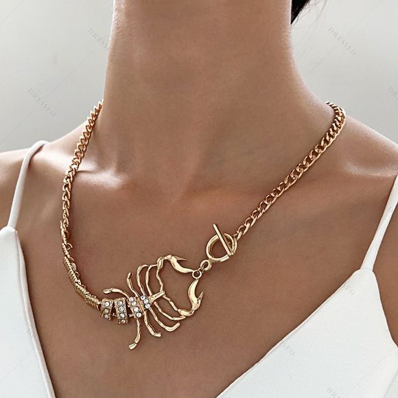 Collier Chaîne Liée en Forme de Scorpion Doré - d'or 