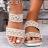 New Summer Beach Sandals Open Toe Wedge Thick Slippers - Beige EU 36