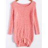 Ladylike Style Sweet Scoop Collar Loose Fit Lace Hem Long Sleeve Women's Knitted Sweater - Rose ONE SIZE