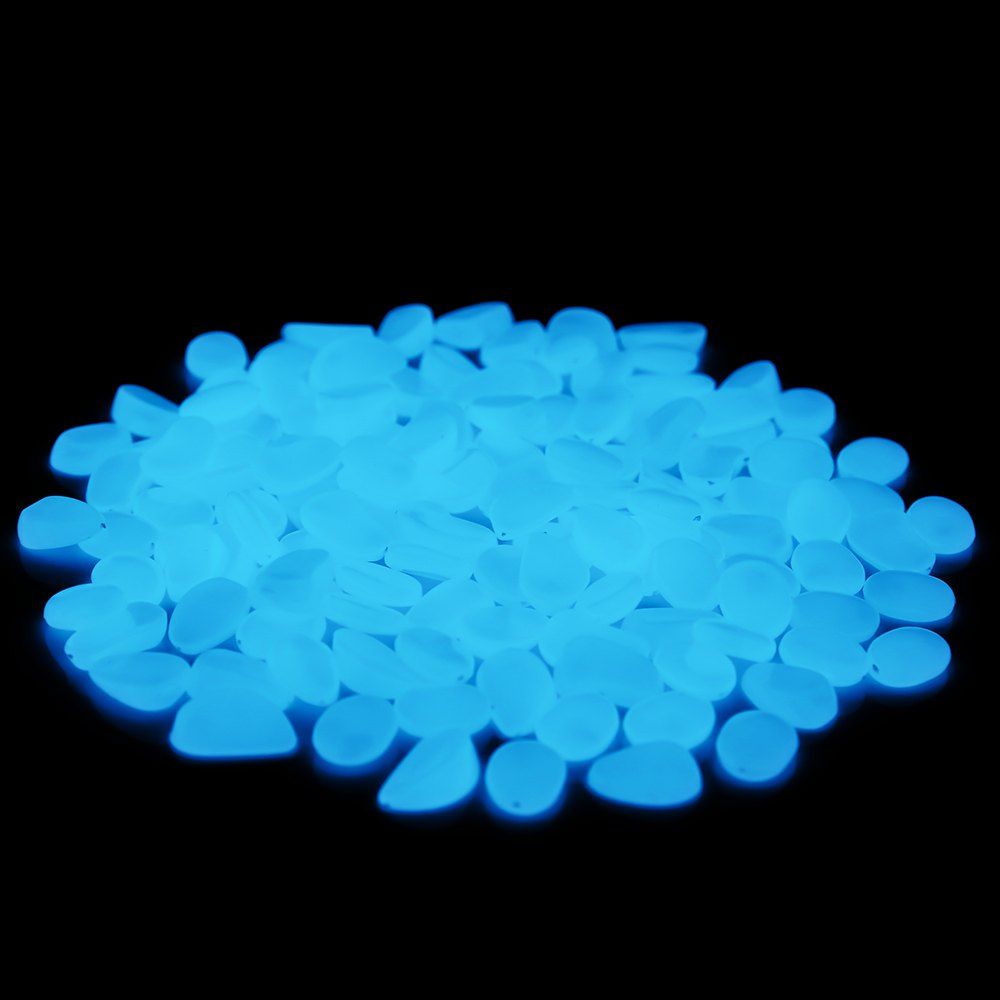 

COZZINE Glow in The Dark Pebbles Luminous Cobblestones Set of 100, Lake blue