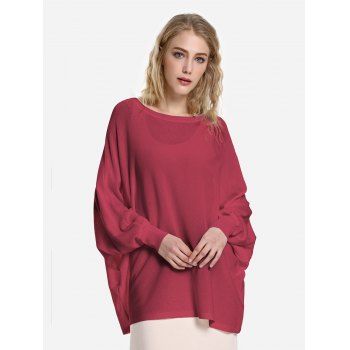 

ZAN.STYLE Long Sleeve Round Neck Top, Wine red