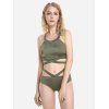 Ensemble de Bikini Croisé Enveloppé à Col Halter - Vert profond M
