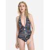 Maillot de Bain Noué Une Pièce à Col Halter - NOIR ET BLANC L