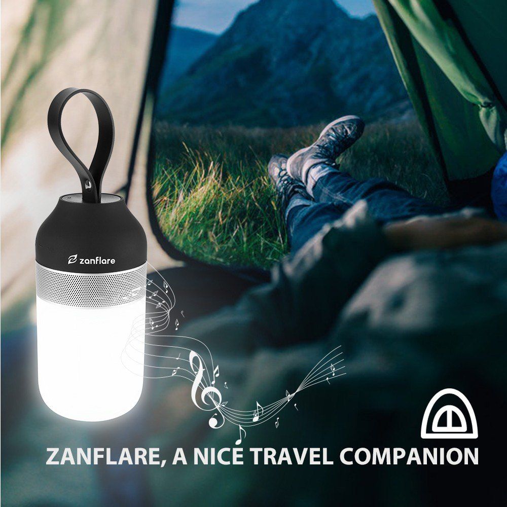 

zanflare Portable Outdoor Smart Speaker Light, White and black