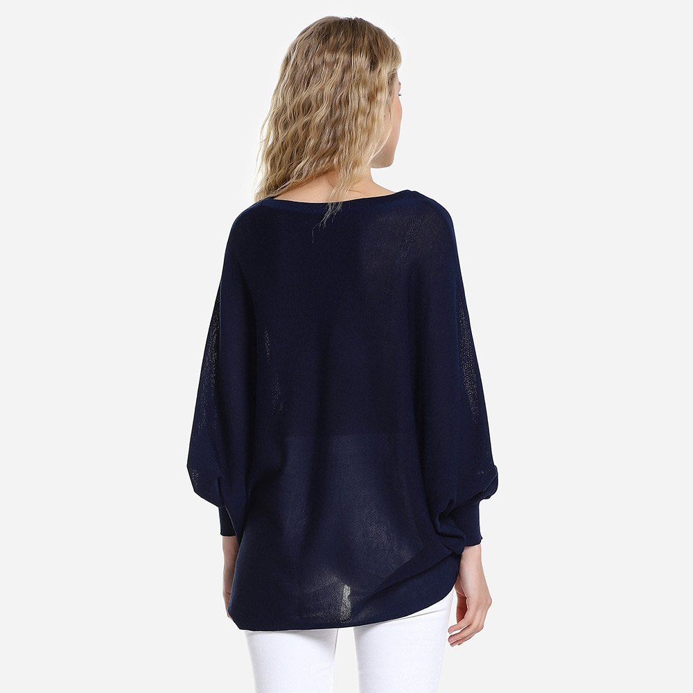 

ZAN.STYLE Long Sleeve Round Neck Top, Cadetblue