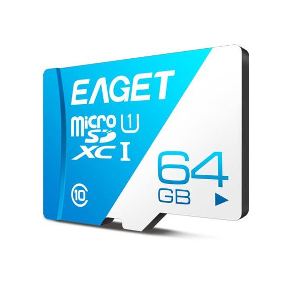 EAGET T1 Classe 10 Micro SDHC UHS-I Carte Mémoire Flash TF à Haute Vitesse - Bleu de Ciel 64G