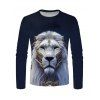 T-shirt Décontracté à Imprimé Lion à Manches Longues à Col Rond - multicolor XL