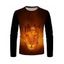 T-shirt Décontracté à Imprimé Lion Couronne à Manches Longues à Col Rond - multicolor L