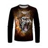 T-shirt Décontracté à Imprimé Tigre Animal à Manches Longues à Col Rond - multicolor 3XL