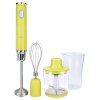 Excelvan Powerful 3-in-1 200W DC Motor Hand Blender with 500ml Chopper, 500ml Beaker and Whisk Attachments, One Speed Blending, Chopping, Baby Food, Stainless Steel, Light yellow - Jaune clair PSE