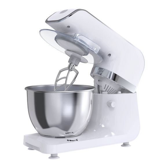 Mliter 800W Electric Food Stand Mixer with 4.0L Bowl, Dough Hook, Whisk, Dough Hook, Splash Guard, Digital Control Panel, 6-Speed, Time Setting, Black - Blanc UK