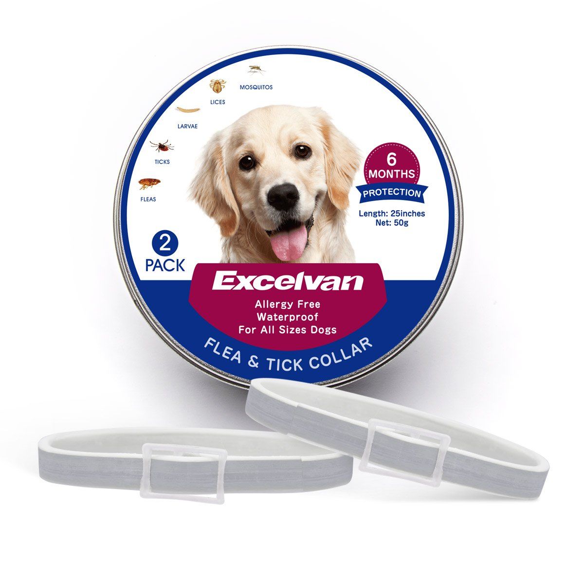 

flea and tick collar for dogs-2 pack, Gray