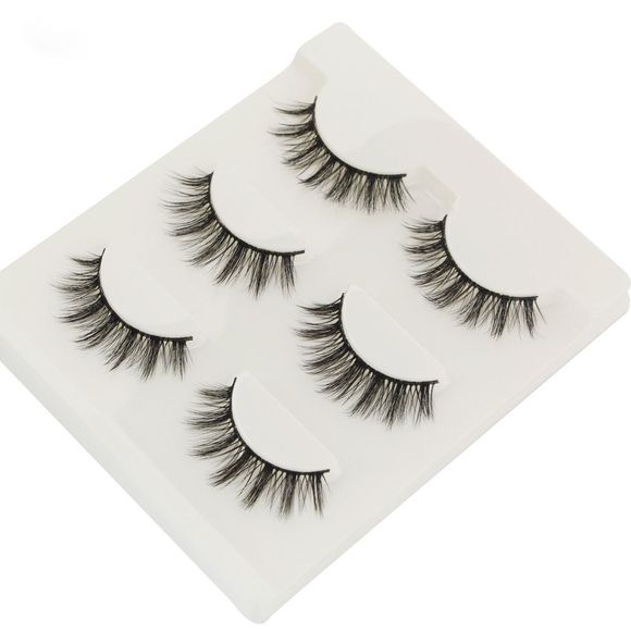 3Pair/Set 3D Mink False Eyelashes Handmade Black Thick Natural Long Fake Eye Lashes Extension Beauty Stage Smoked Make Up - Noir 