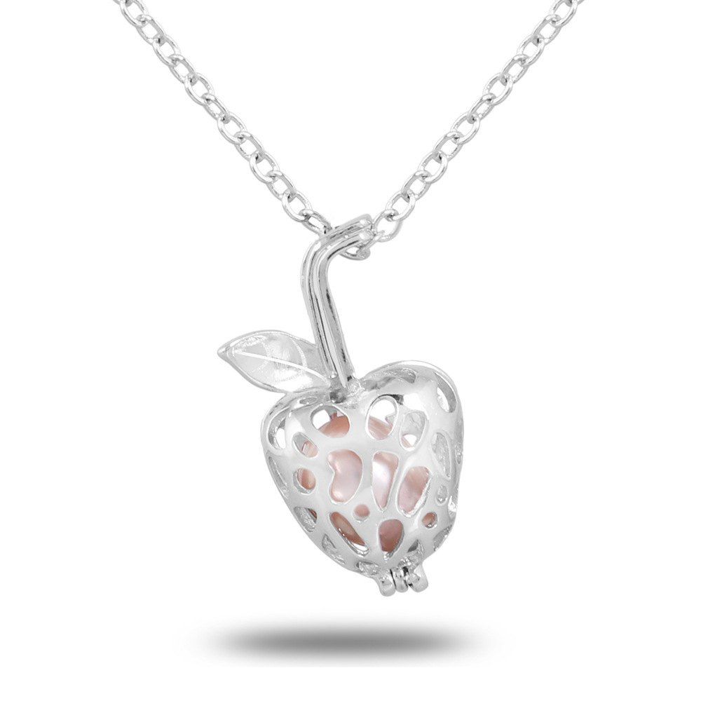 

Women Stainless Steel Cube Pearl Necklace Charm Womens Beauty Jewelry Durable Necklace Gift, #004